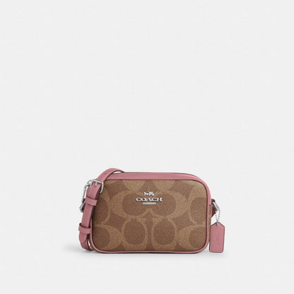 Coach Mini Jamie Camera Bag In Maxi Signature Canvas Sv Tan Dusty Pink