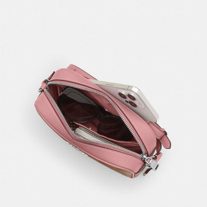 Coach Mini Jamie Camera Bag In Maxi Signature Canvas Sv Tan Dusty Pink