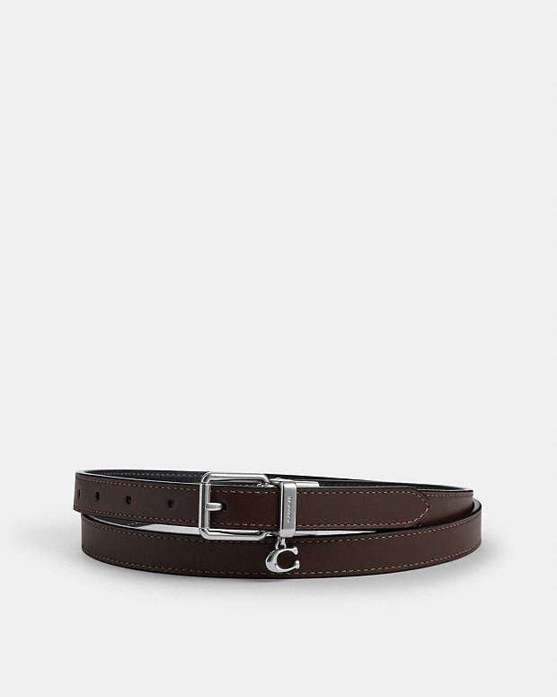 Roller Buckle Cut To Size Reversible Belt With Charm, 18 Mm Calf Leather-Sv-Black Maple Calf Leather-Sv-Black Maple