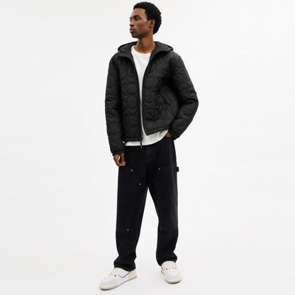 Coach Quilted Signature Puffer Jacket In Recycled Polyester Black
