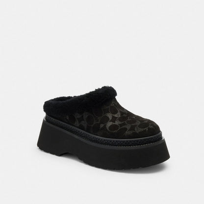 Women's Coach Cecelia Clog In Signature Suede Black