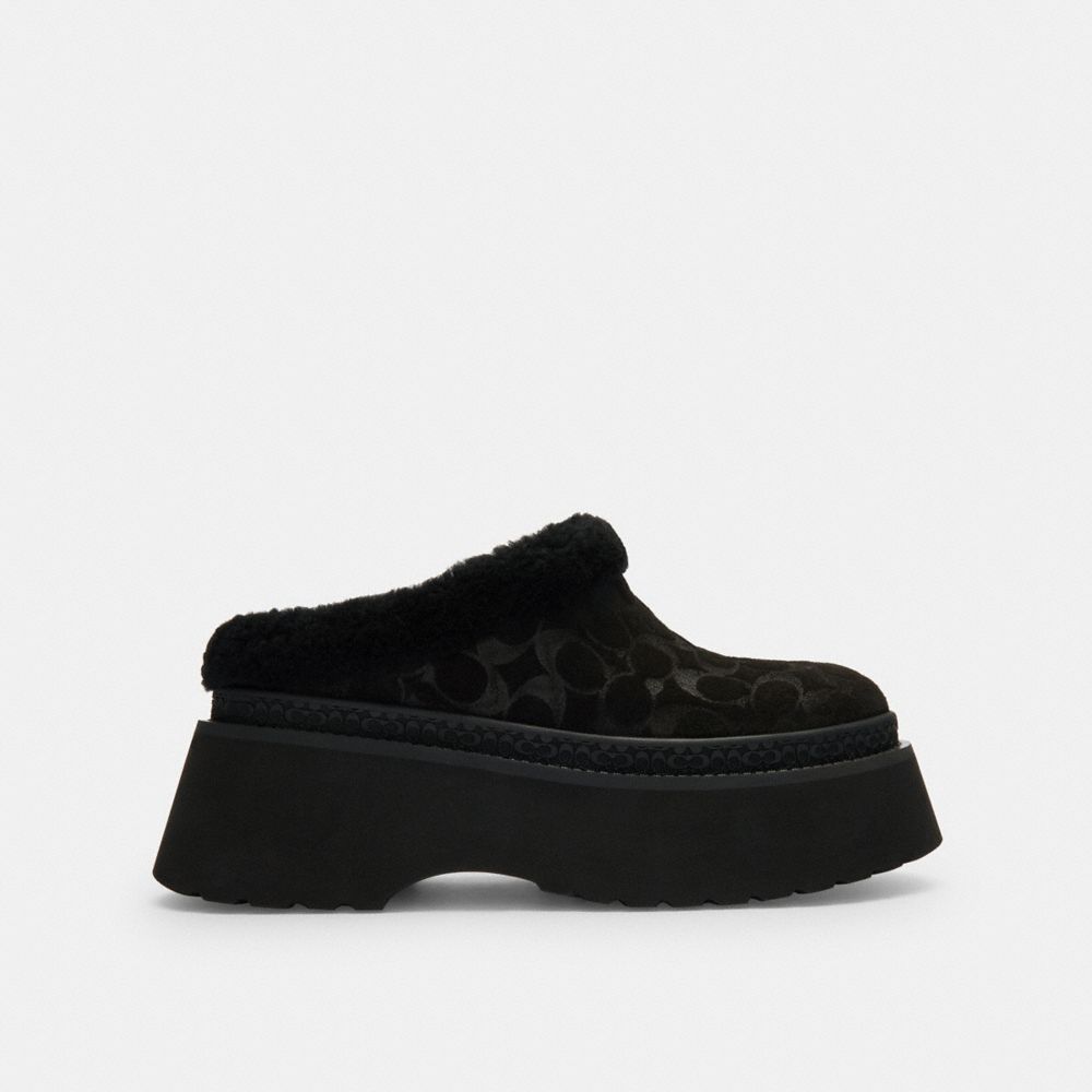 Women's Coach Cecelia Clog In Signature Suede Black