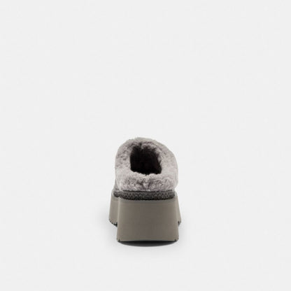 Women's Coach Cecelia Clog In Signature Suede Charcoal