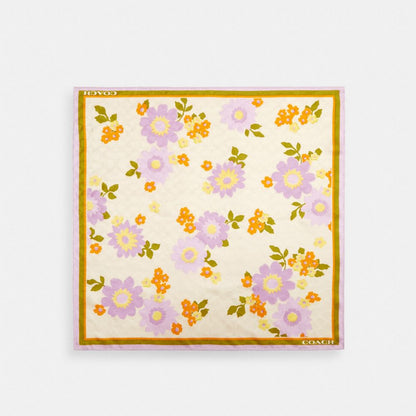 Coach Signature Floral Print Silk Bandana Sand Multi