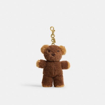 Coach Teddy Bear Bag Charm In Shearling Brass Multi