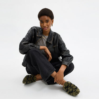 Women's Coach Slipper In Signature Shearling Olive