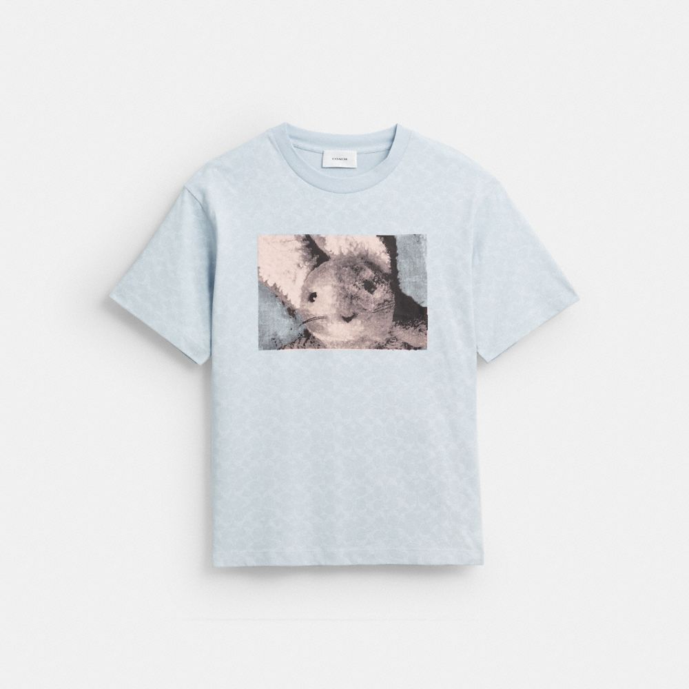 Coach Floppy Signature Relaxed T Shirt Blue Signature