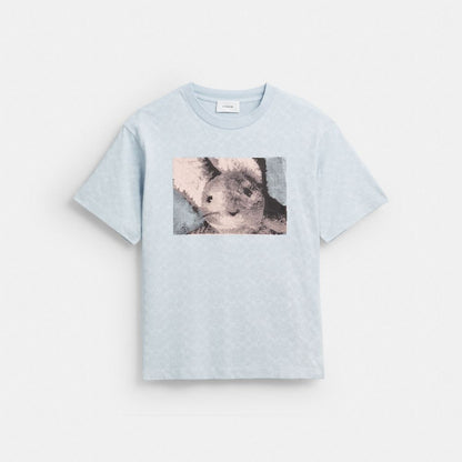 Coach Floppy Signature Relaxed T Shirt Blue Signature