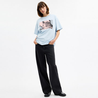 Coach Floppy Signature Relaxed T Shirt Blue Signature