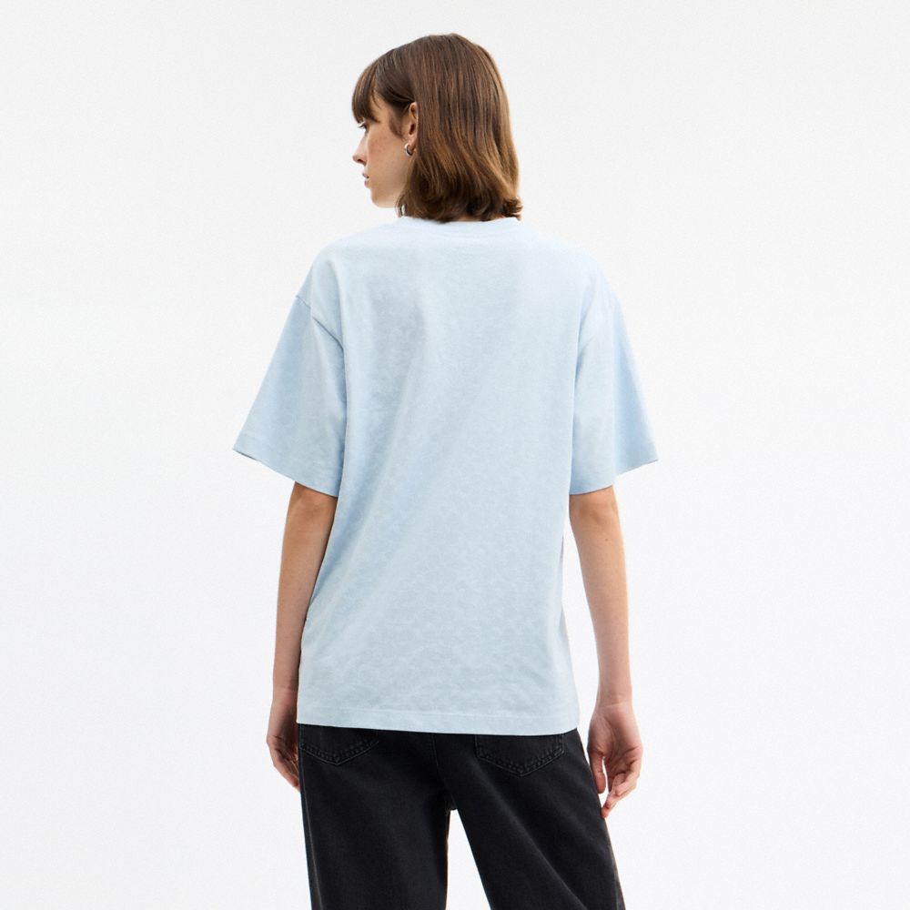 Coach Floppy Signature Relaxed T Shirt Blue Signature