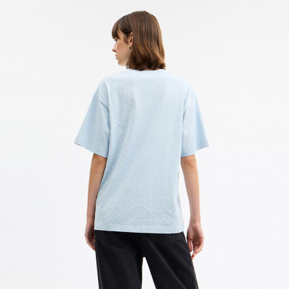 Coach Floppy Signature Relaxed T Shirt Blue Signature