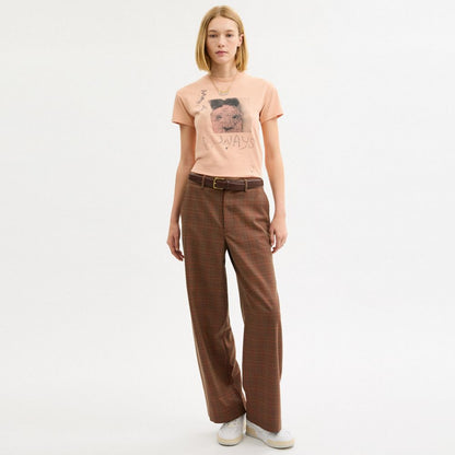 Coach Tailored Pants Orange Pink Plaid