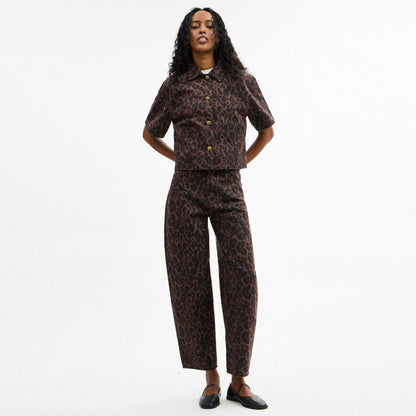 Coach Leopard Print Barrel Jeans In Organic Cotton Dark Leopard