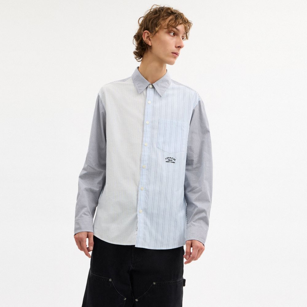 Coach Mashup Stripe Shirt Blue Blue Multi