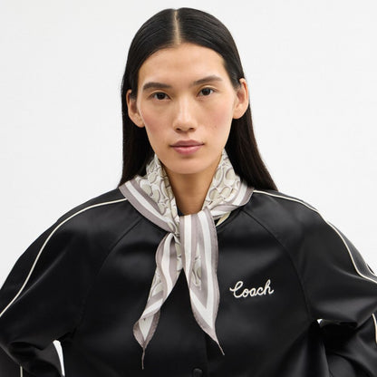 Coach Signature Silk Diamond Scarf Bone