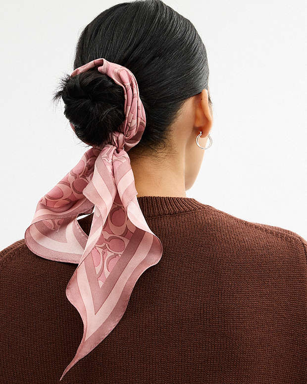 Signature Silk Diamond Scarf Silk-Dusty Pink Silk-Dusty Pink