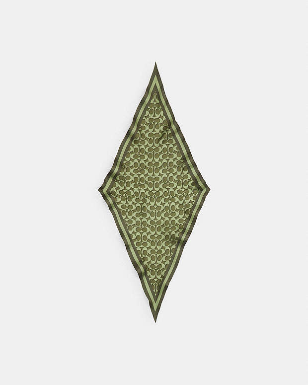 Signature Silk Diamond Scarf Silk-Olive Silk-Olive