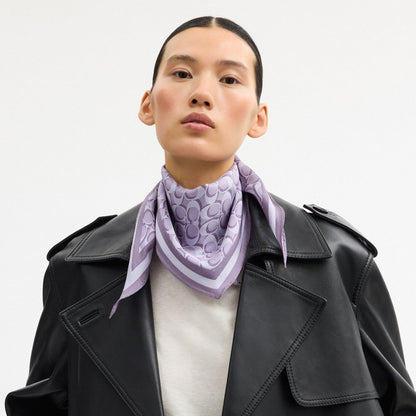 Coach Signature Silk Diamond Scarf Violet Mist