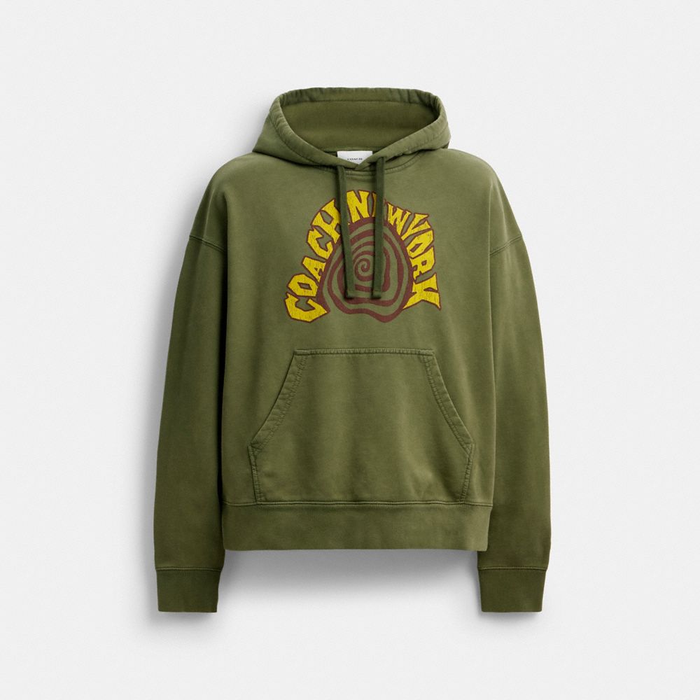 Coach Garment Dyed Spiral Hoodie Green