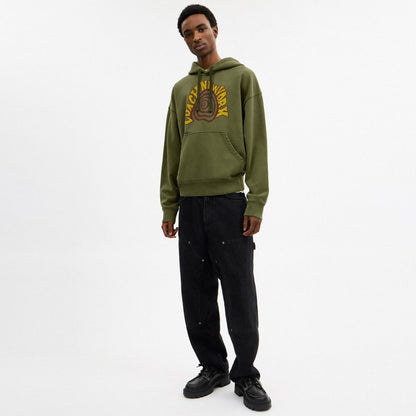Coach Garment Dyed Spiral Hoodie Green