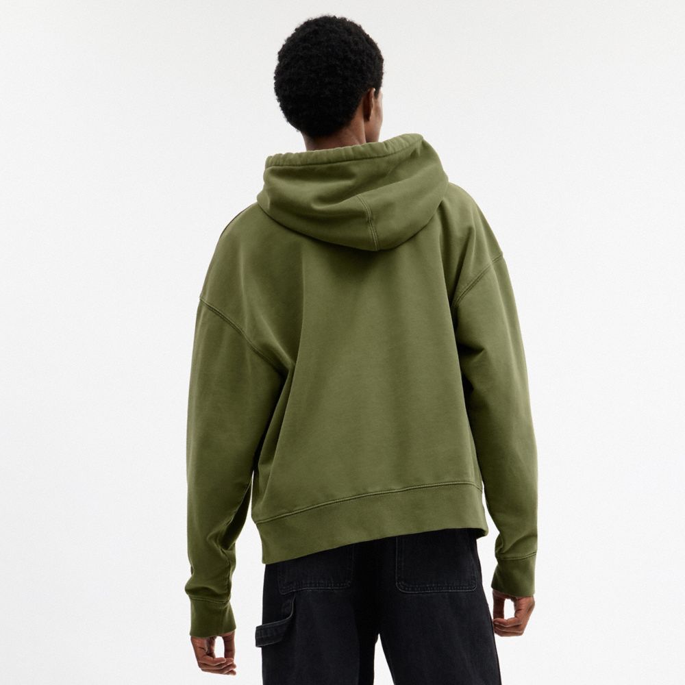 Coach Garment Dyed Spiral Hoodie Green