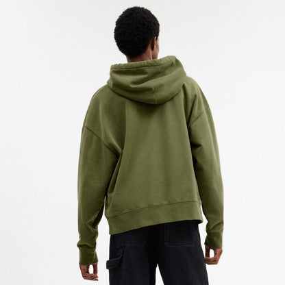 Coach Garment Dyed Spiral Hoodie Green