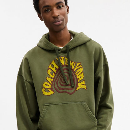 Coach Garment Dyed Spiral Hoodie Green