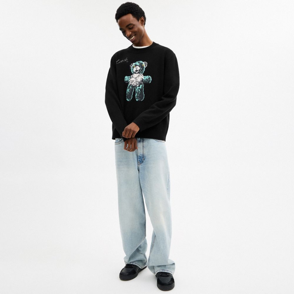 Coach Lightweight Bear Graphic Sweater Black