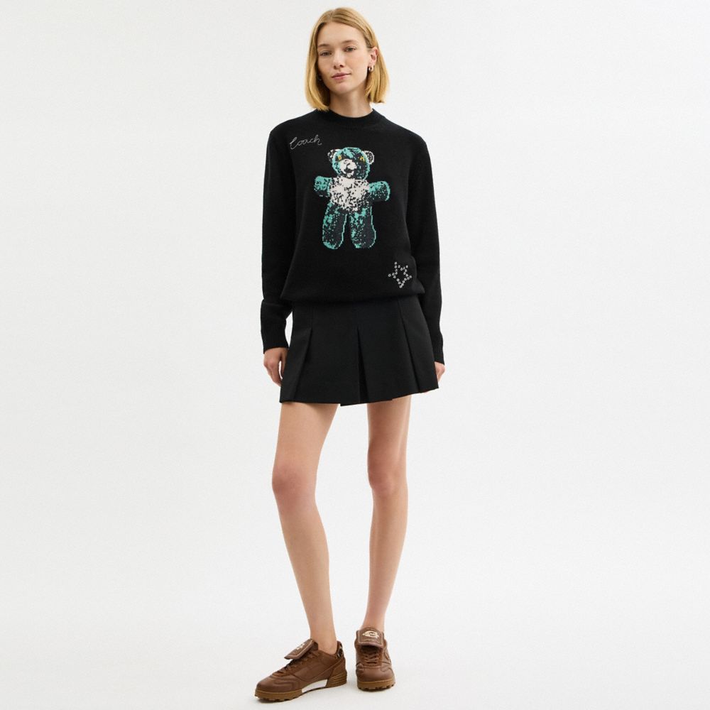 Coach Lightweight Bear Graphic Sweater Black