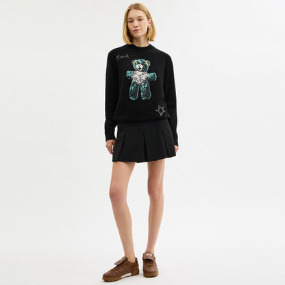 Coach Lightweight Bear Graphic Sweater Black