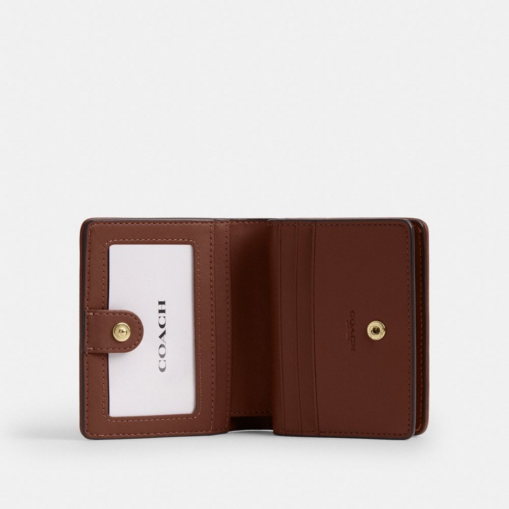 Coach Snap Wallet In Signature Chenille Gold/Light Khaki/Vintage Brown