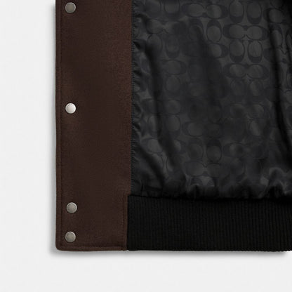 Coach Wool Varsity Jacket Brown