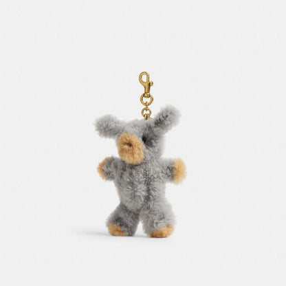 Coach Fuzzy Bag Charm In Shearling Brass Multi