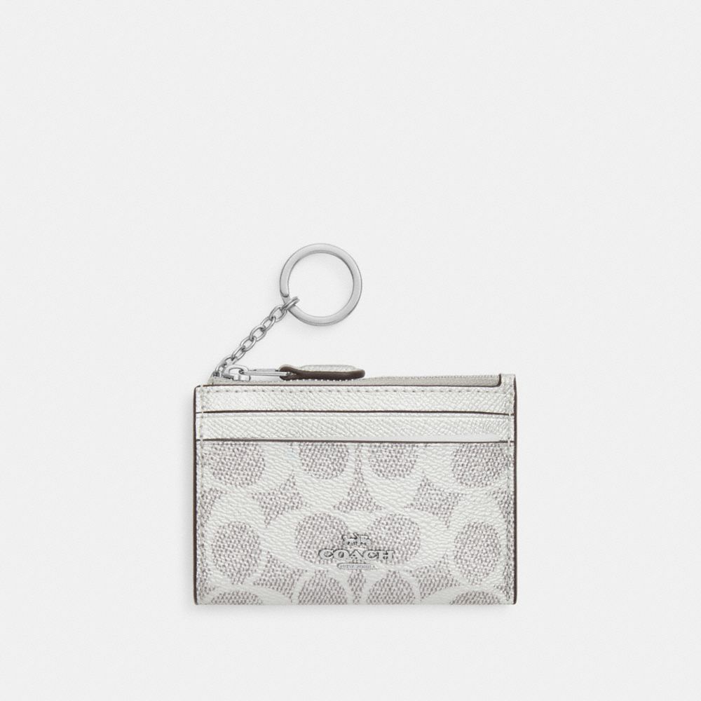 Coach Mini Skinny Id Case In Signature Canvas Sv Gray Silver