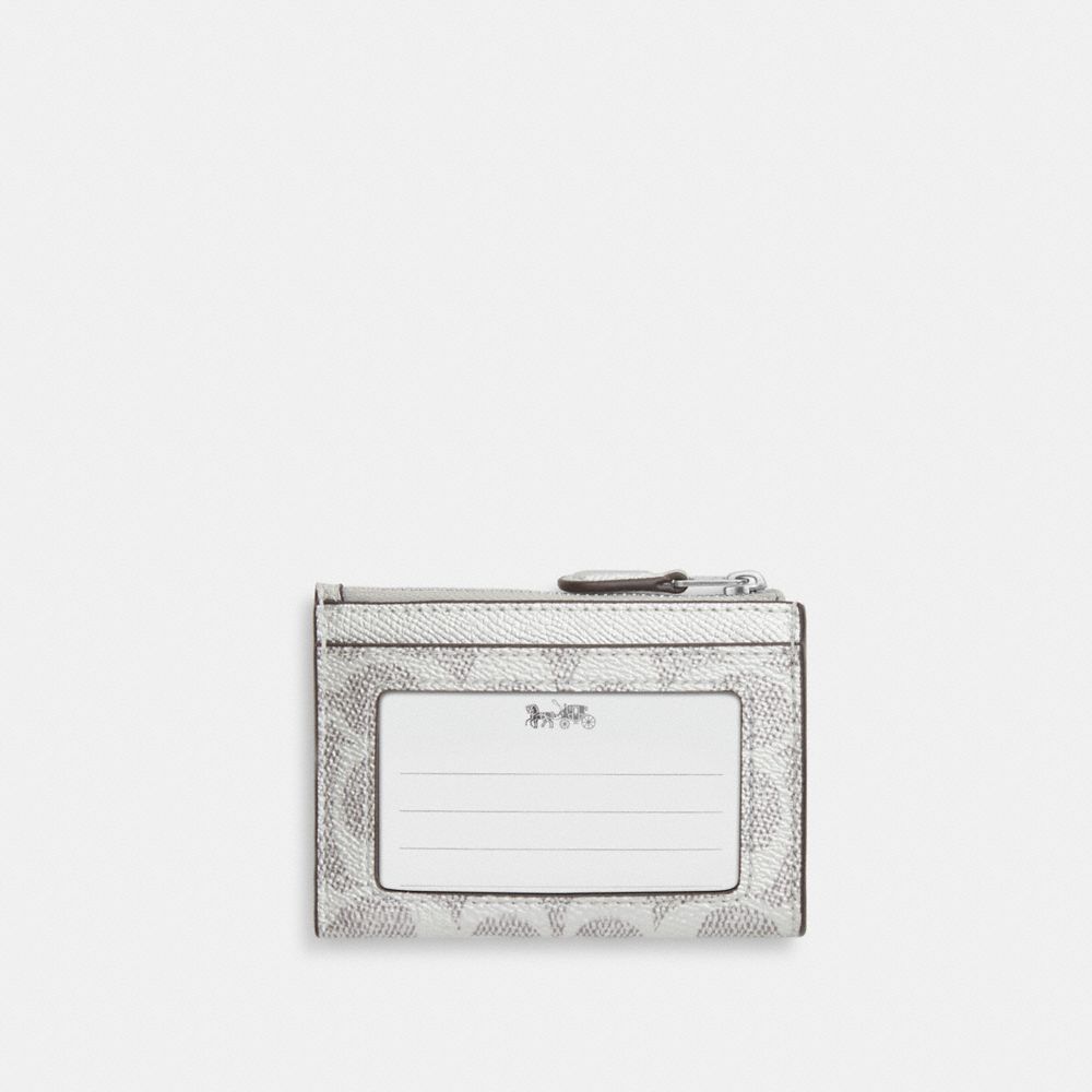 Coach Mini Skinny Id Case In Signature Canvas Sv Gray Silver