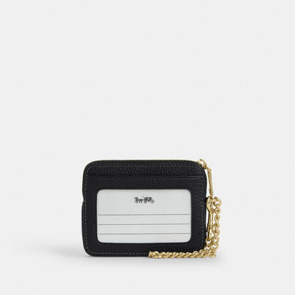 Coach Zip Card Case In Signature Leather Gold Black