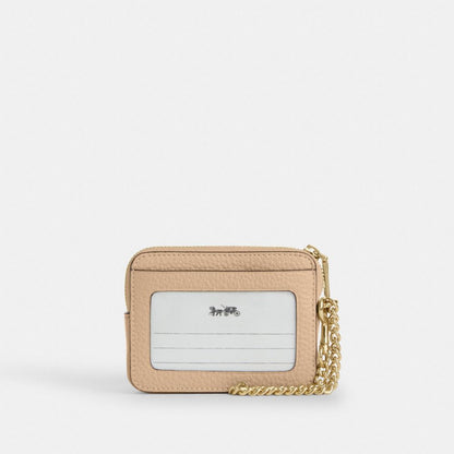 Coach Zip Card Case In Signature Leather Gold