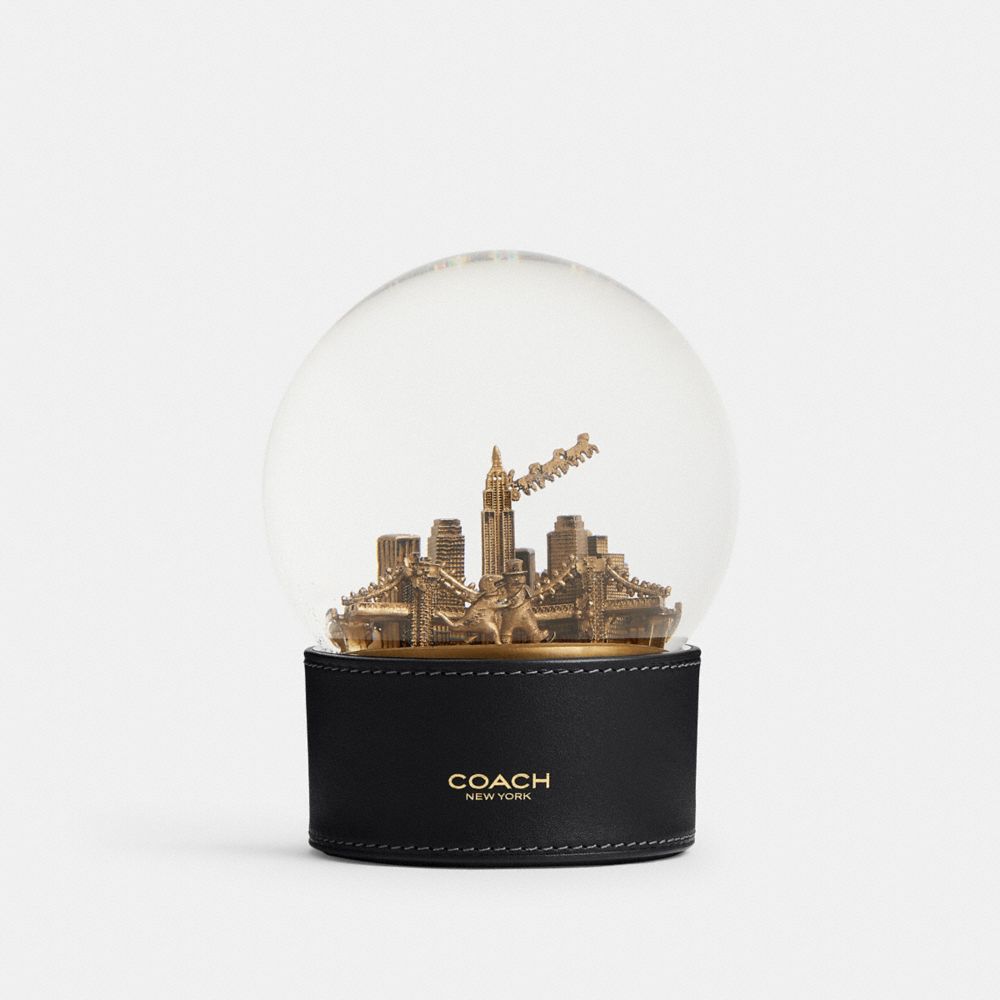 Coach Snow Globe With Rexy And Snowman Brass Black