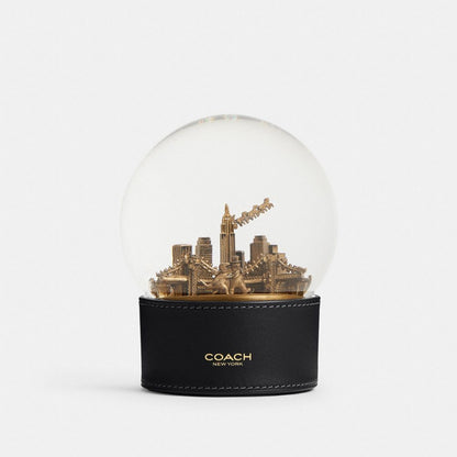 Coach Snow Globe With Rexy And Snowman Brass Black