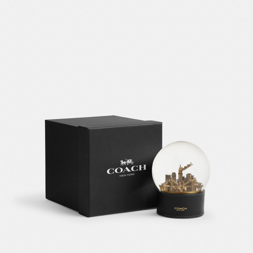 Coach Snow Globe With Rexy And Snowman Brass Black