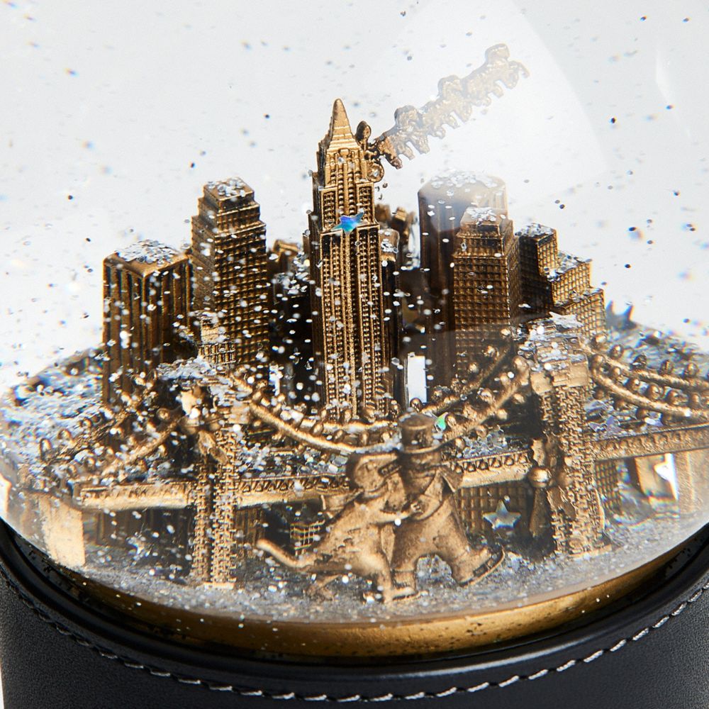 Coach Snow Globe With Rexy And Snowman Brass Black