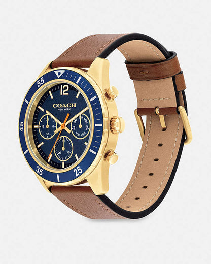 Cole Chronograph Watch, 44 Mm Saddle Saddle