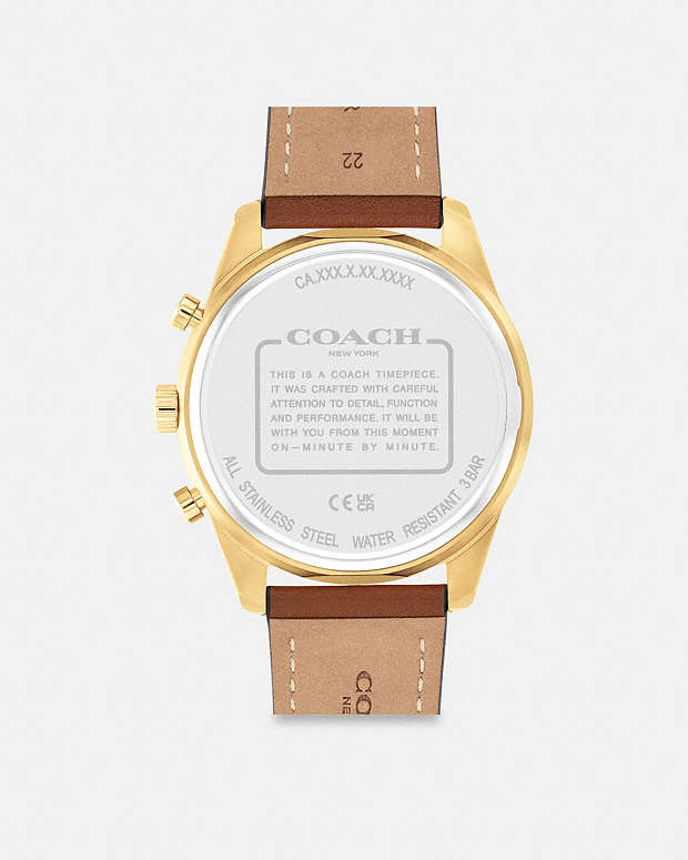 Cole Chronograph Watch, 44 Mm Saddle Saddle