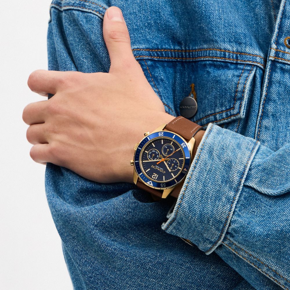 Coach Cole Chronograph Watch, 44 Mm Saddle