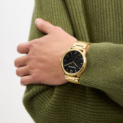 Coach Keane Watch Gift Set, 39 Mm Gold Black