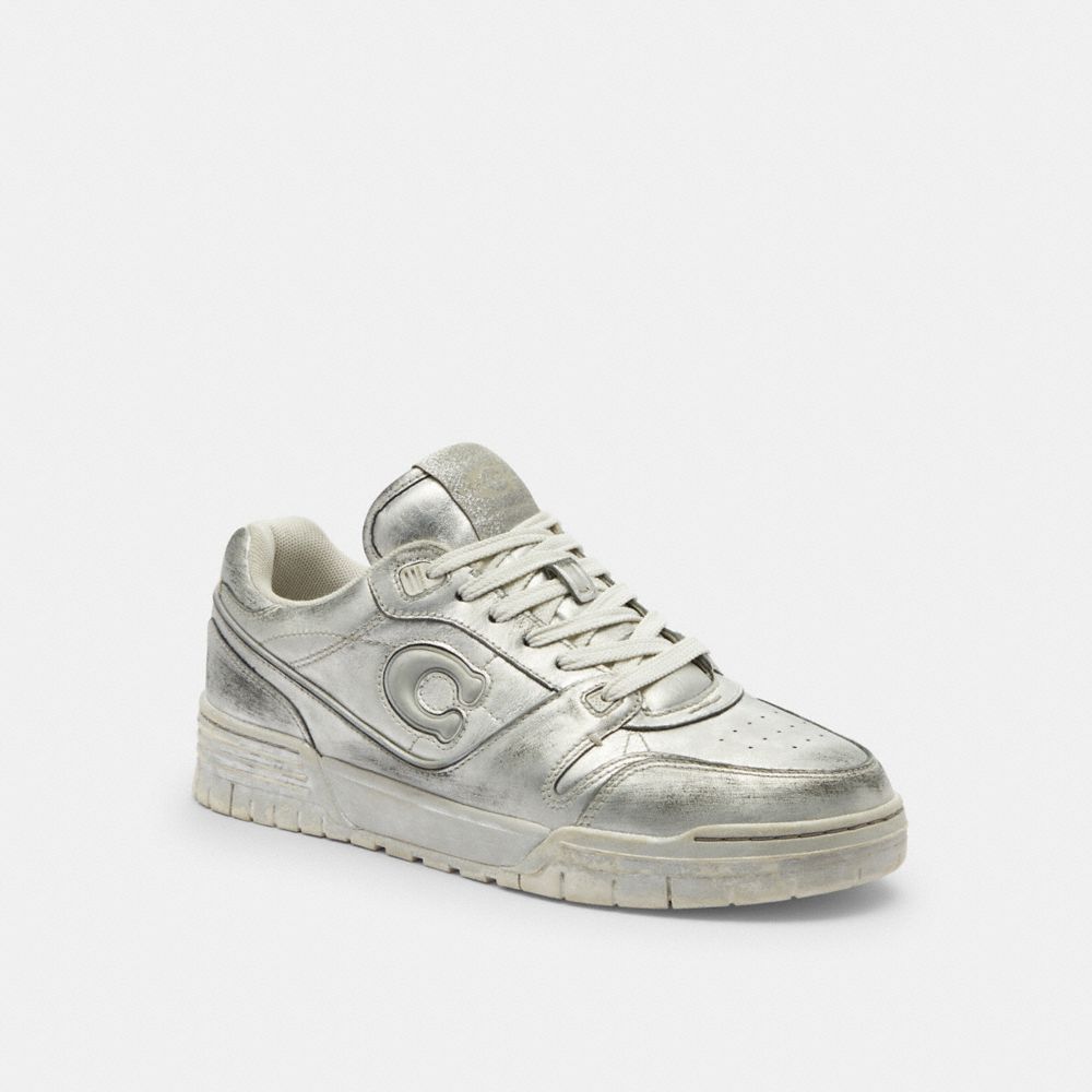 Women's Coach Soho Sneaker In Distressed Metallic Leather Silver