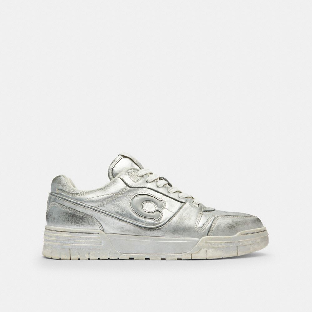 Women's Coach Soho Sneaker In Distressed Metallic Leather Silver
