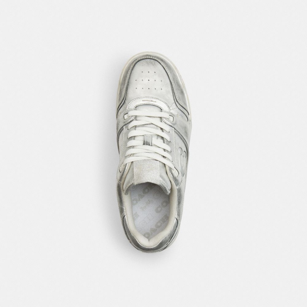 Women's Coach Soho Sneaker In Distressed Metallic Leather Silver