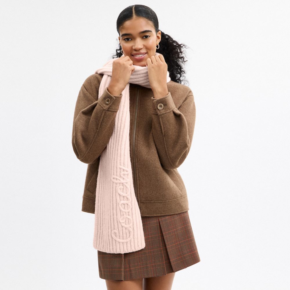 Coach Coach Script Knit Muffler Pink
