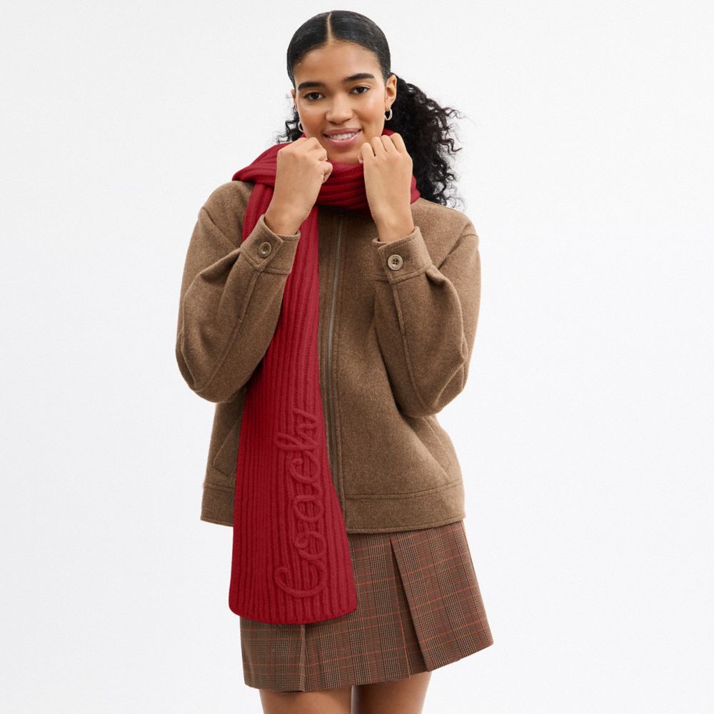 Coach Coach Script Knit Muffler Red